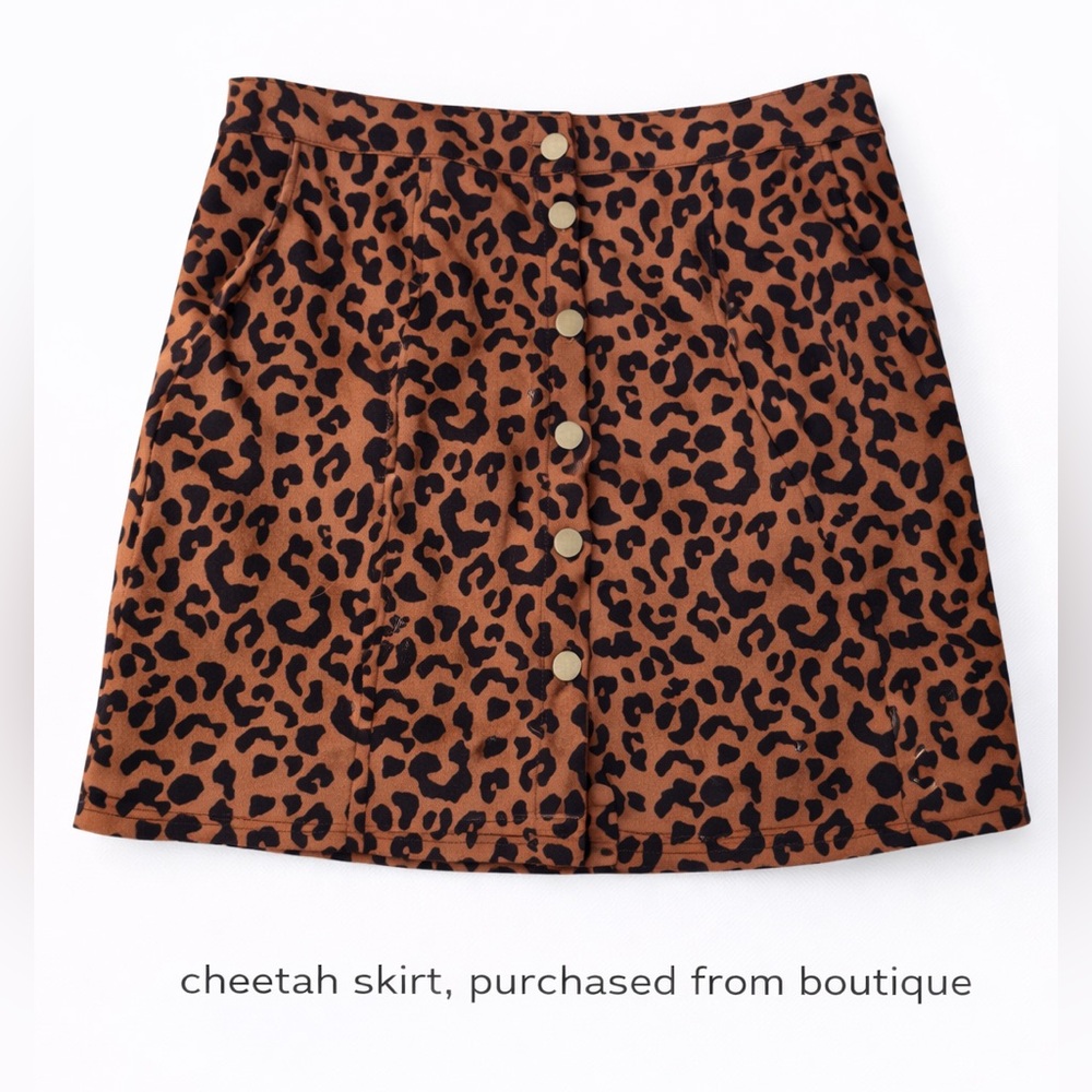 Leopard Print Button-Front Skirt
